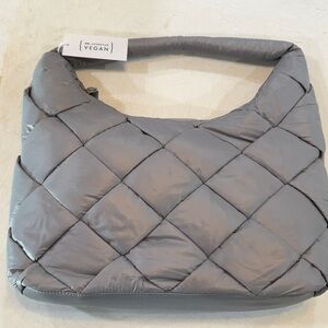 NWT grey EcoStitch Puffy Woven Hobo Shoulder Bag